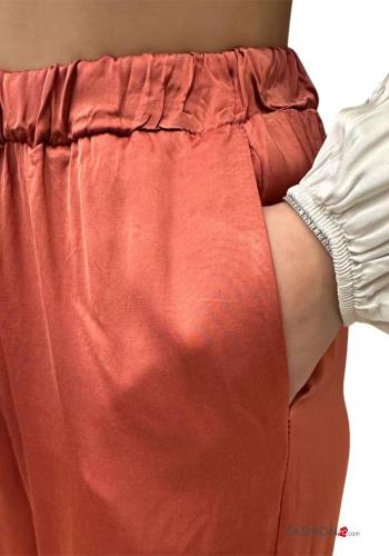 Pantalone raso wide leg con elastico con tasche senza fodera - ph 2