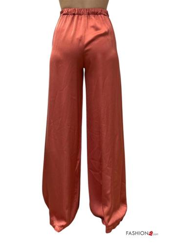 Pantalone raso wide leg con elastico con tasche senza fodera - ph 3