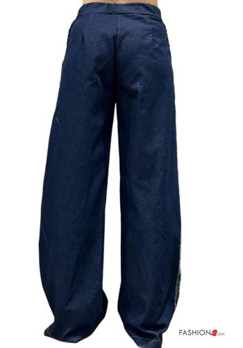 flared high waist Cotton Trousers with elastic - ph 3