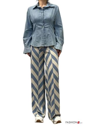 Pantalone vita alta Fantasia geometrica con elastico - ph 4