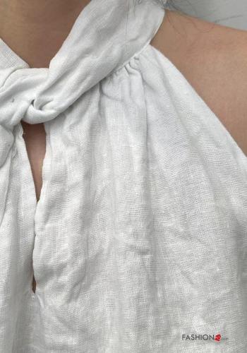 Top in Lino senza maniche con fiocco con nodo - ph 2