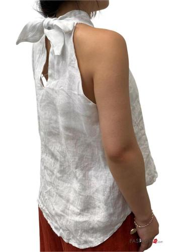 Top in Lino senza maniche con fiocco con nodo - ph 3