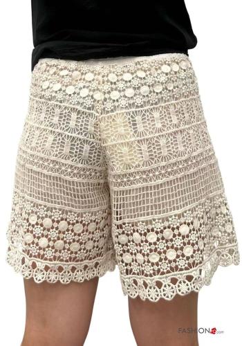 Bermuda in Cotone macramé uncinetto con fodera con elastico - ph 3