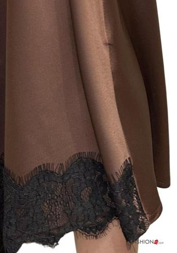 Abito pizzo girocollo lungo maniche lunghe raso - ph 2