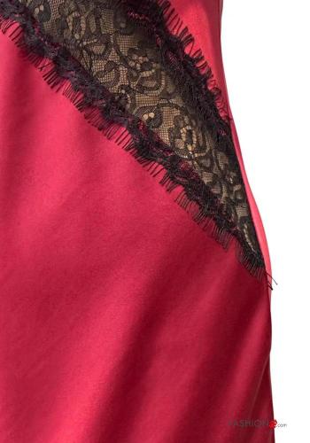 satin backless sleeveless lace trim Dress - ph 2