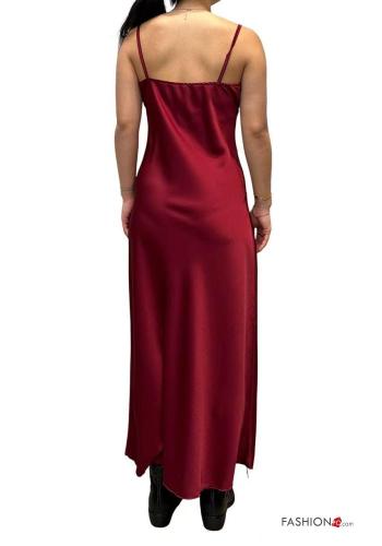 satin backless sleeveless lace trim Dress - ph 3