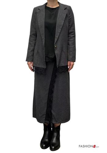 lace trim long sleeve Jacket with buttons with lining - ph 2