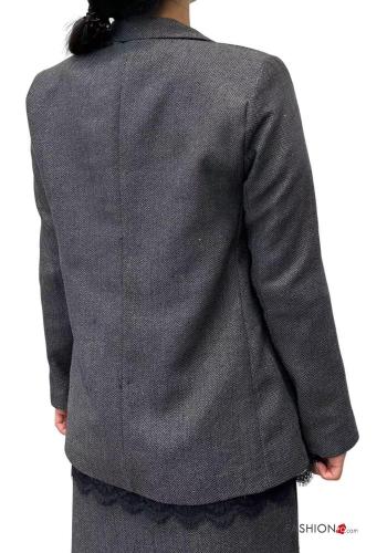 lace trim long sleeve Jacket with buttons with lining - ph 3