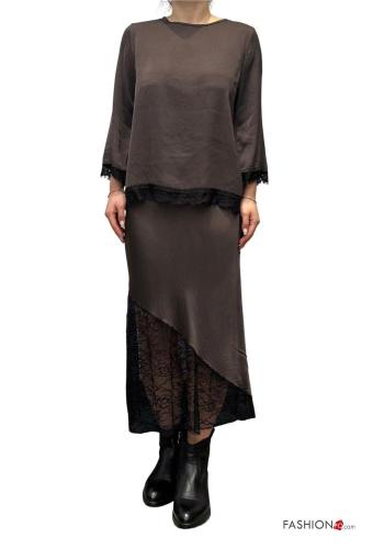 lace trim satin Skirt with elastic - ph 3