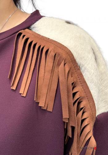 long sleeve crew neck Sweatshirt with fringe - ph 2