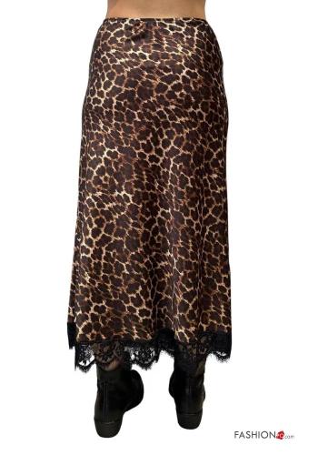 Animal print lace trim Skirt with elastic - ph 2