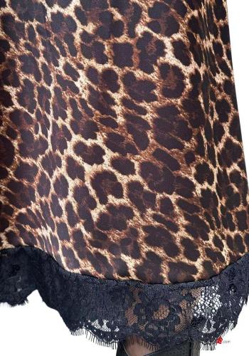 Animal print lace trim Skirt with elastic - ph 3