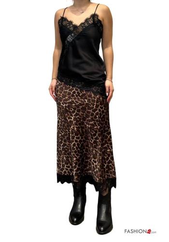 Animal print lace trim Skirt with elastic - ph 4