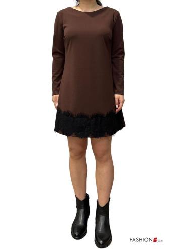 long sleeve crew neck lace trim Dress - ph 4