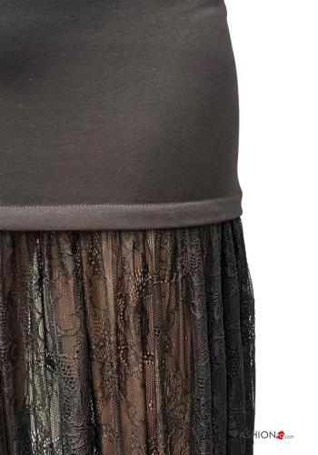 lace trim long sleeve Dress boat neckline - ph 2