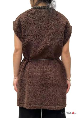 Gilet with belt with v-neck with pockets - ph 2