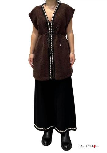 Gilet with belt with v-neck with pockets - ph 3