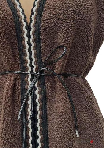 Gilet with belt with v-neck with pockets - ph 4