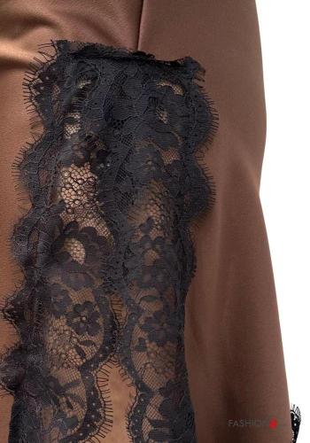 satin lace trim backless asymmetrical sleeveless Dress with split - ph 4