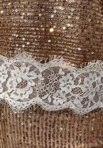 sleeveless crew neck lace trim Top with sequins - ph 3