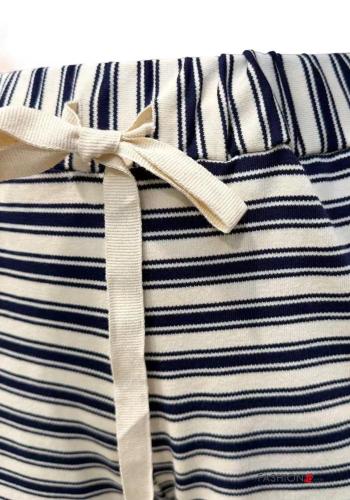 Calças em Algodão wide leg às riscas com elástico - ph 3