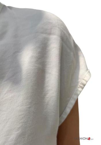 kurze ärmel Bluse mit V-Ausschnitt - ph 4