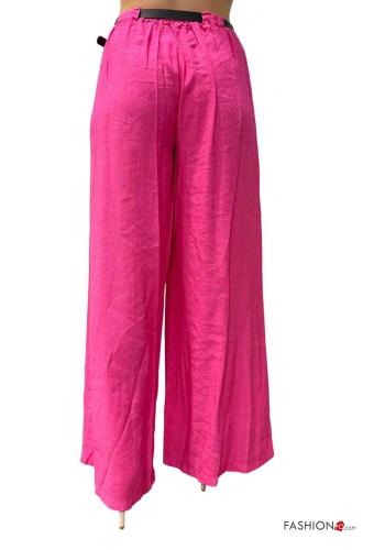 Calças wide leg com cinto com bolsos com elástico - ph 4