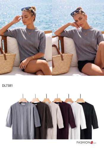 Maglione maniche corte girocollo con paillettes - ph 2