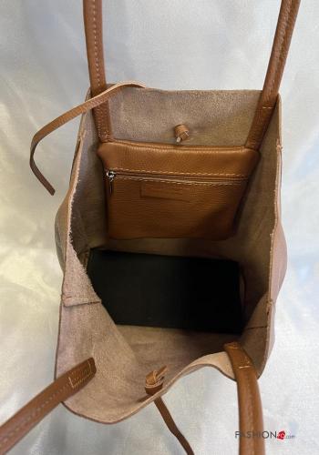 Mala de ombro em Couro Genuíno com bolsos com fecho - ph 3