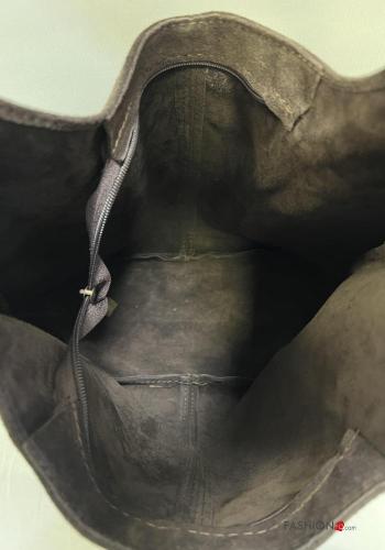 Sac porté épaule en Cuir Véritable Suède avec fermeture éclair à franges - ph 3
