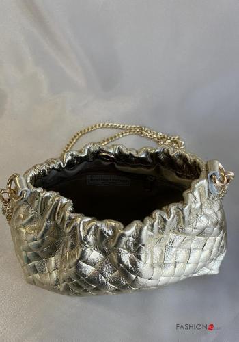 Borsa a spalla in Vera pelle con tracolla con catena - ph 4