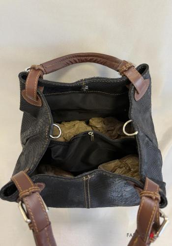 Borsa a mano in Vera pelle Fantasia pitonata con tracolla - ph 4