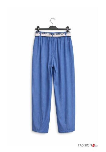 Pantalone denim vita alta con elastico con cintura con tasche - ph 3