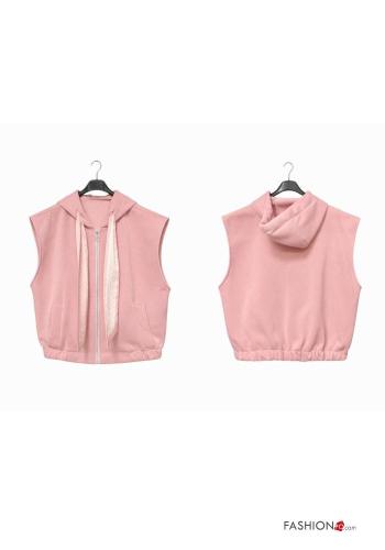 Sweatshirt sem mangas com fecho com bolsos com capuz - ph 4