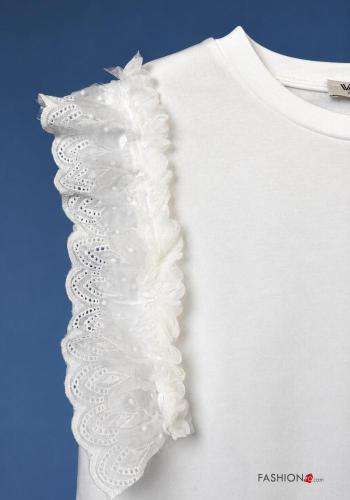 T-shirt in Cotone in pizzo sangallo - ph 3