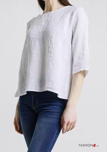 Top in Lino girocollo con bottoni - ph 3