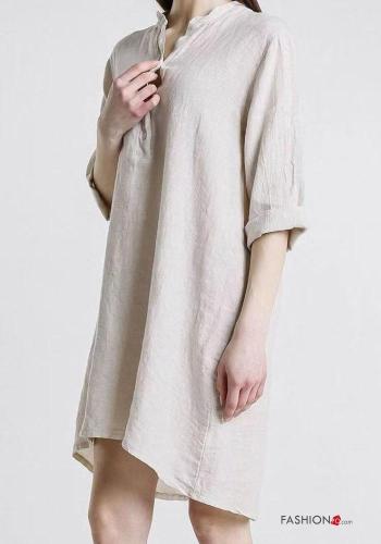 Abito in Lino con bottoni maniche a tre quarti - ph 3