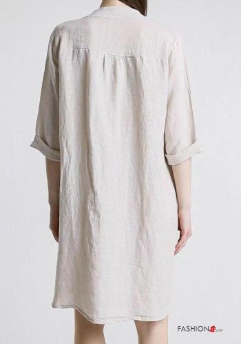 Abito in Lino con bottoni maniche a tre quarti - ph 4