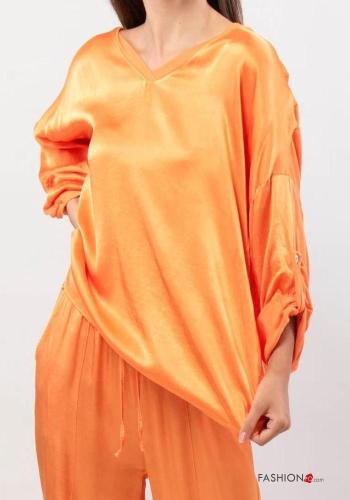 Blusa maniche lunghe con bottoni scollo a V - ph 3