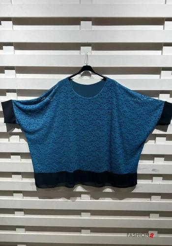 Tunica girocollo pizzo oversize con fodera maniche a tre quarti - ph 4