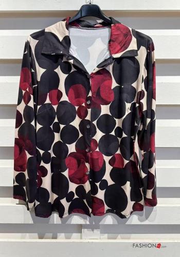 Blusa maniche lunghe Fantasia pois con bottoni - ph 4