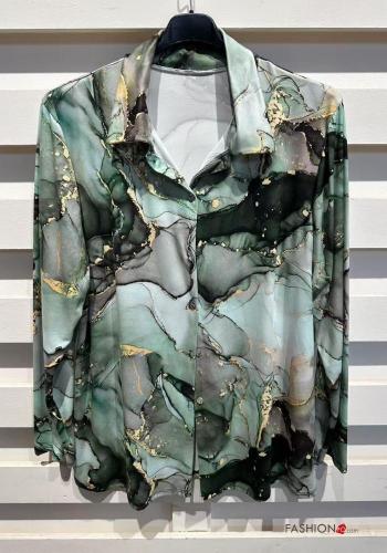 Blusa manga comprida Padrão artístico com botões - ph 4