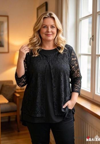 Blusa pizzo maniche lunghe Fantasia colorata - ph 2