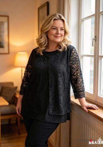 Blusa pizzo maniche lunghe Fantasia colorata - ph 3