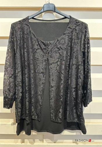 Blusa pizzo maniche lunghe Fantasia colorata - ph 4