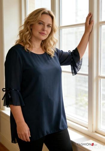 T-shirt chiffon maniche corte girocollo - ph 2