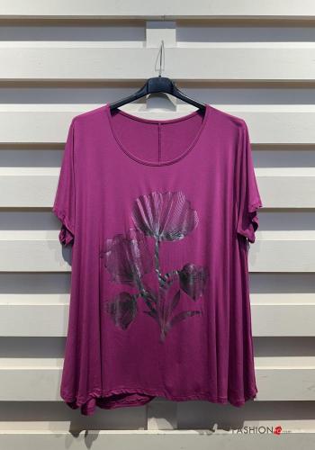 T-shirt maniche corte girocollo Fantasia floreale - ph 4