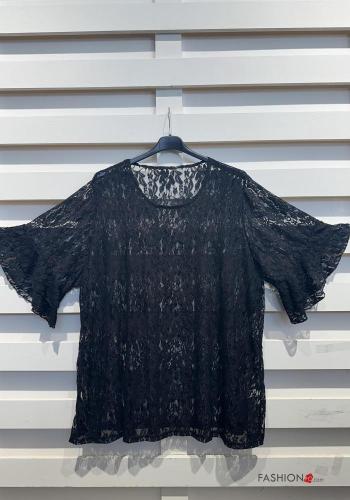T-shirt girocollo pizzo maniche volant - ph 4