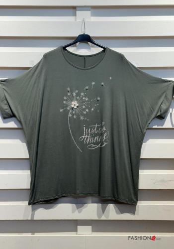 T-shirt girocollo oversize maniche corte Fantasia floreale - ph 3