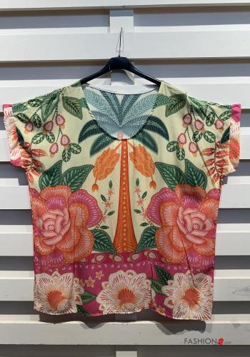 T-shirt maniche corte girocollo Fantasia floreale - ph 3